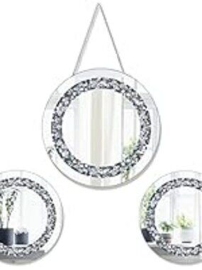 Decorative Diamond Crush Round Mirrors